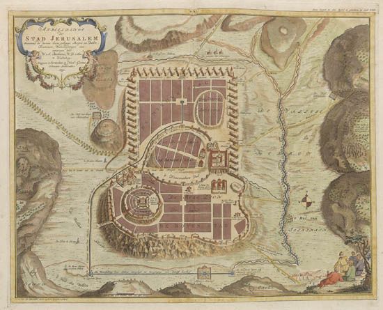 (HOLY LAND.) Bachiene, Willem Albert. Untitled composite atlas with 12 hand-colored double-page engraved maps of Holy Land interest.